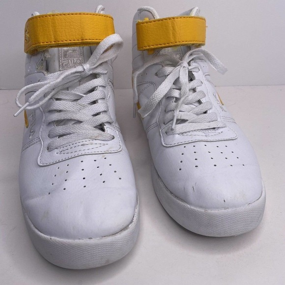 FILA Vulc 13 Faux Leather Mens Sz 6 White Yellow Shoes Sneakers High Top main image 7